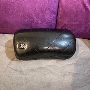 CHANEL Black Quilted Eyewear Case wt box.